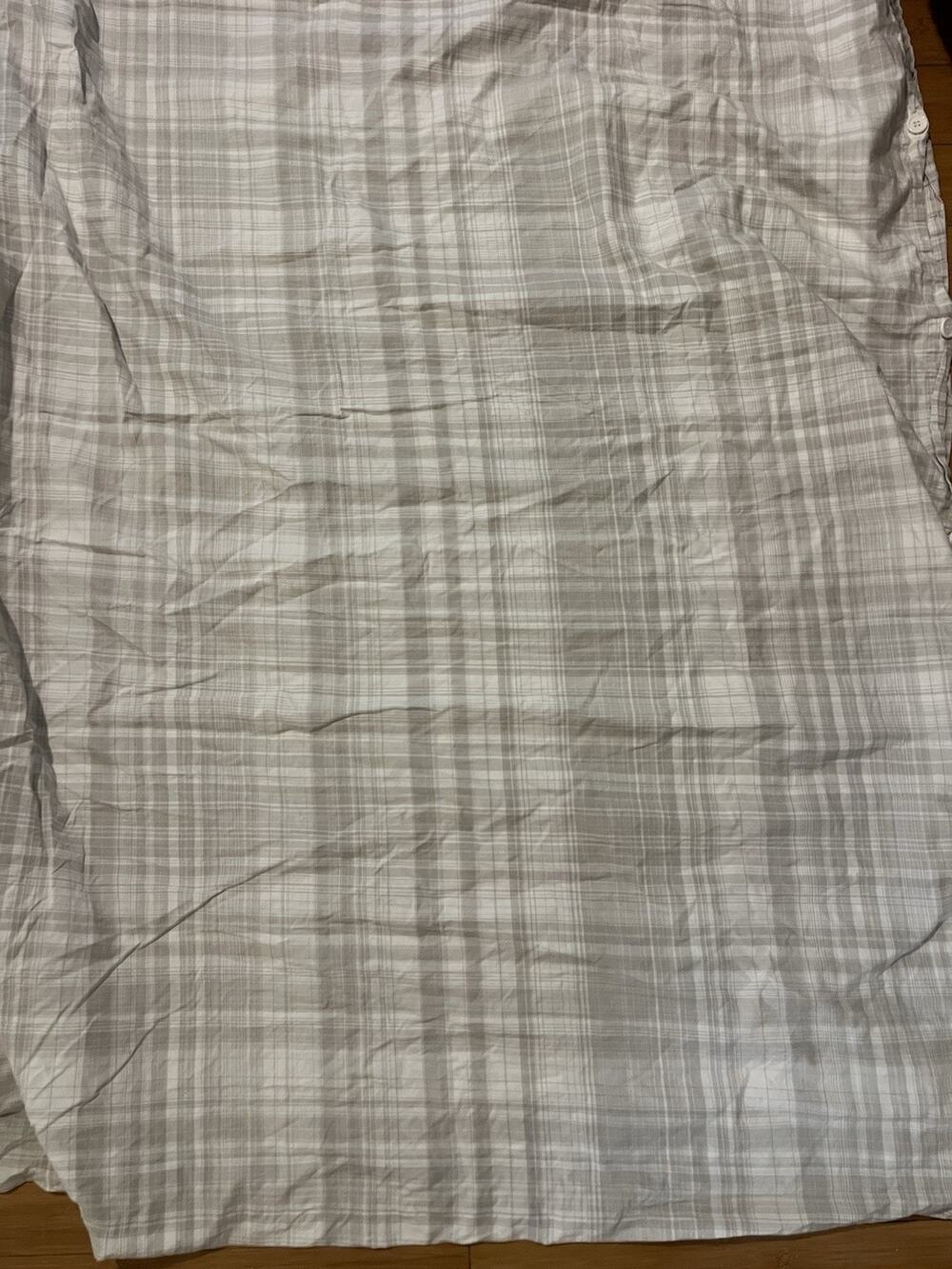 Calvin Klein Duvet Cover KING Combed Cotton neutral grey and white plaid